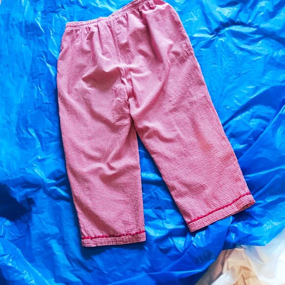 COTTAGECORE LOOSE SEERSUCKER RED & WHITE PANTS, SZ. 14 +PRINT GRANNY BLOUSE, LG - Picture 7 of 7